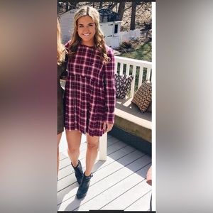 Maroon plaid BCBGeneration dress, perfect for fall!
